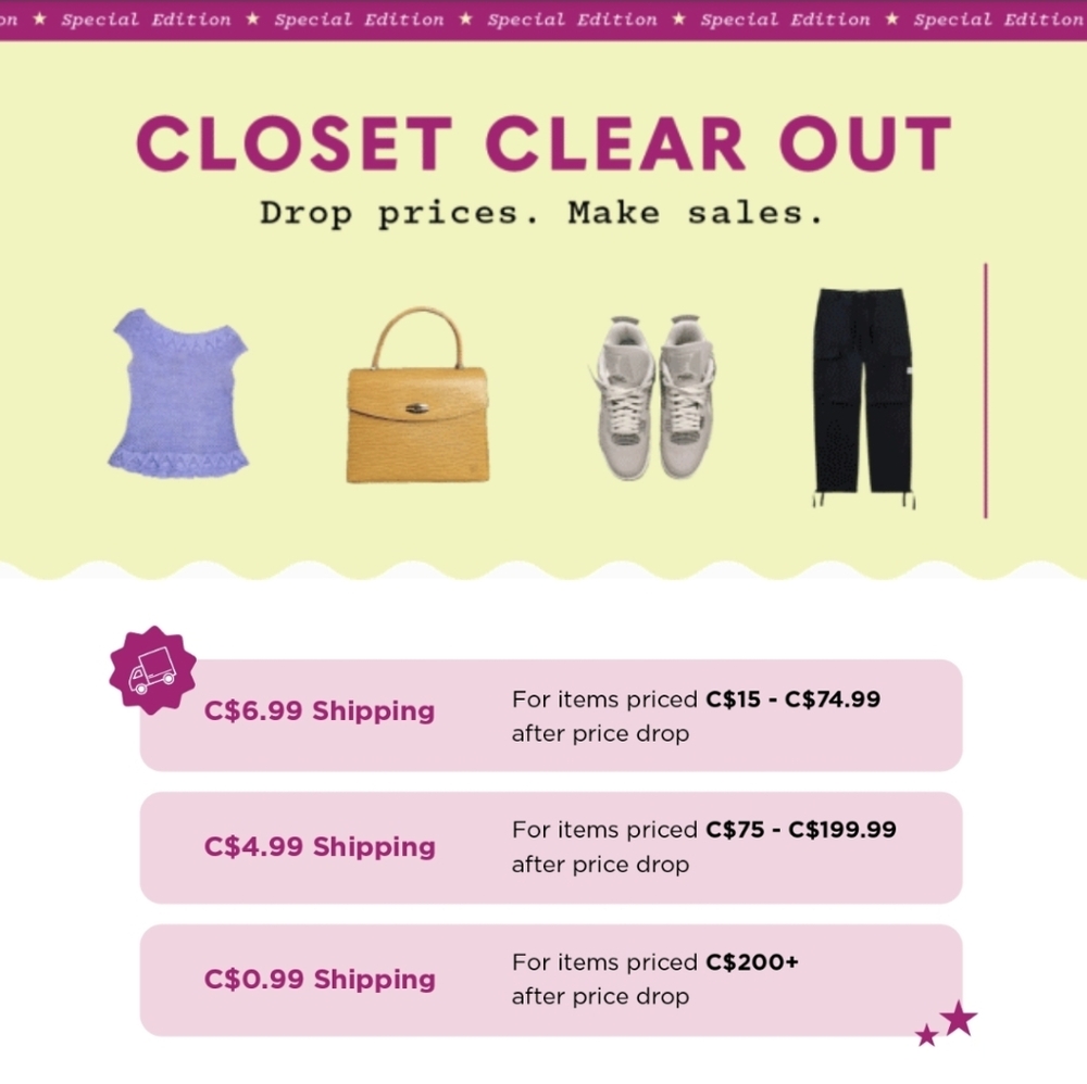 SPECIAL EDITION OF CLOSET CLEAROUT FRIDAY DECEMBER 26TH ONLY!